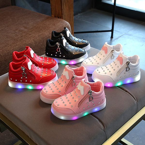 LED Zipper Shoes for Kids