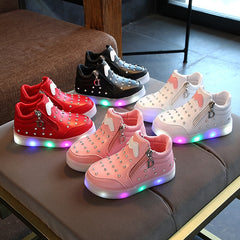 LED Zipper Shoes for Kids