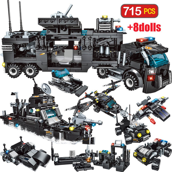 715pcs City Police Station Building Blocks