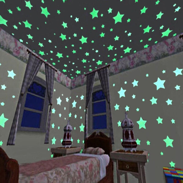 100pcs/bag 3cm Star Glow in Dark Toys