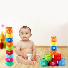 9pcs/set Stack Cup Tower Figures Letters