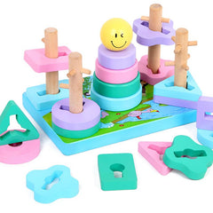 Colorful Wooden Geometric Stacking Toys